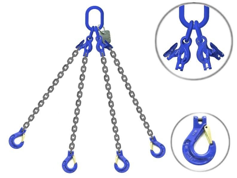 Zawiesie łańcuchowe 4-cięgnowe skracane 14T z hakami